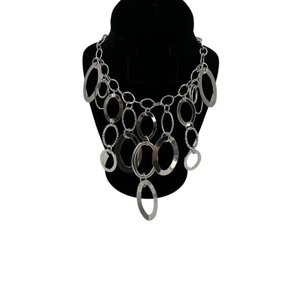 Silver Bubble Oval Cascade Necklace and Earring Set - Picture 7 of 14